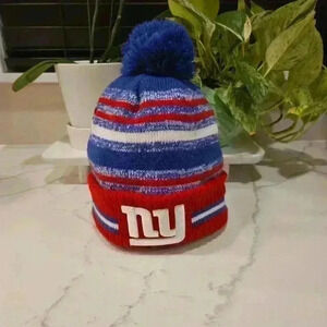 NFL New Era Giants Fleece Lined Knit Hat with Pom